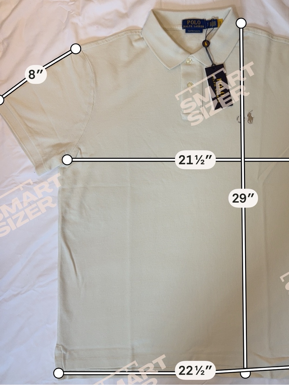 Men’s Polo by Ralph Lauren Cream Short-Sleeve Custom Slim Fit Polo Size L - Picture 6 of 15